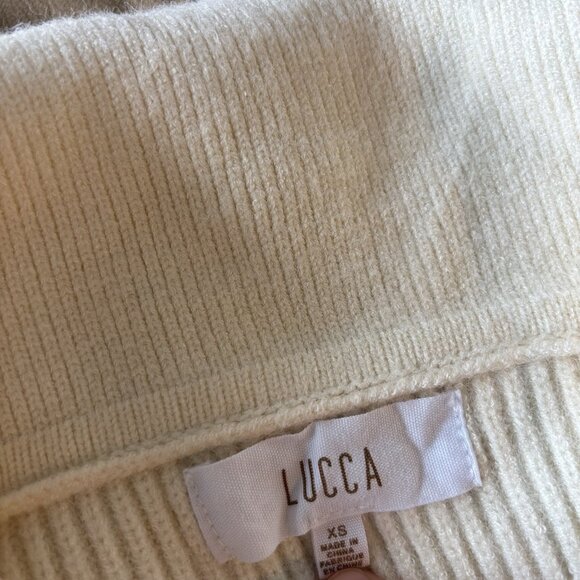 Lucca Women’s V Neck Sweater Polo Collar Size XS Beige Academia Neutrals Capsule - Picture 12 of 14